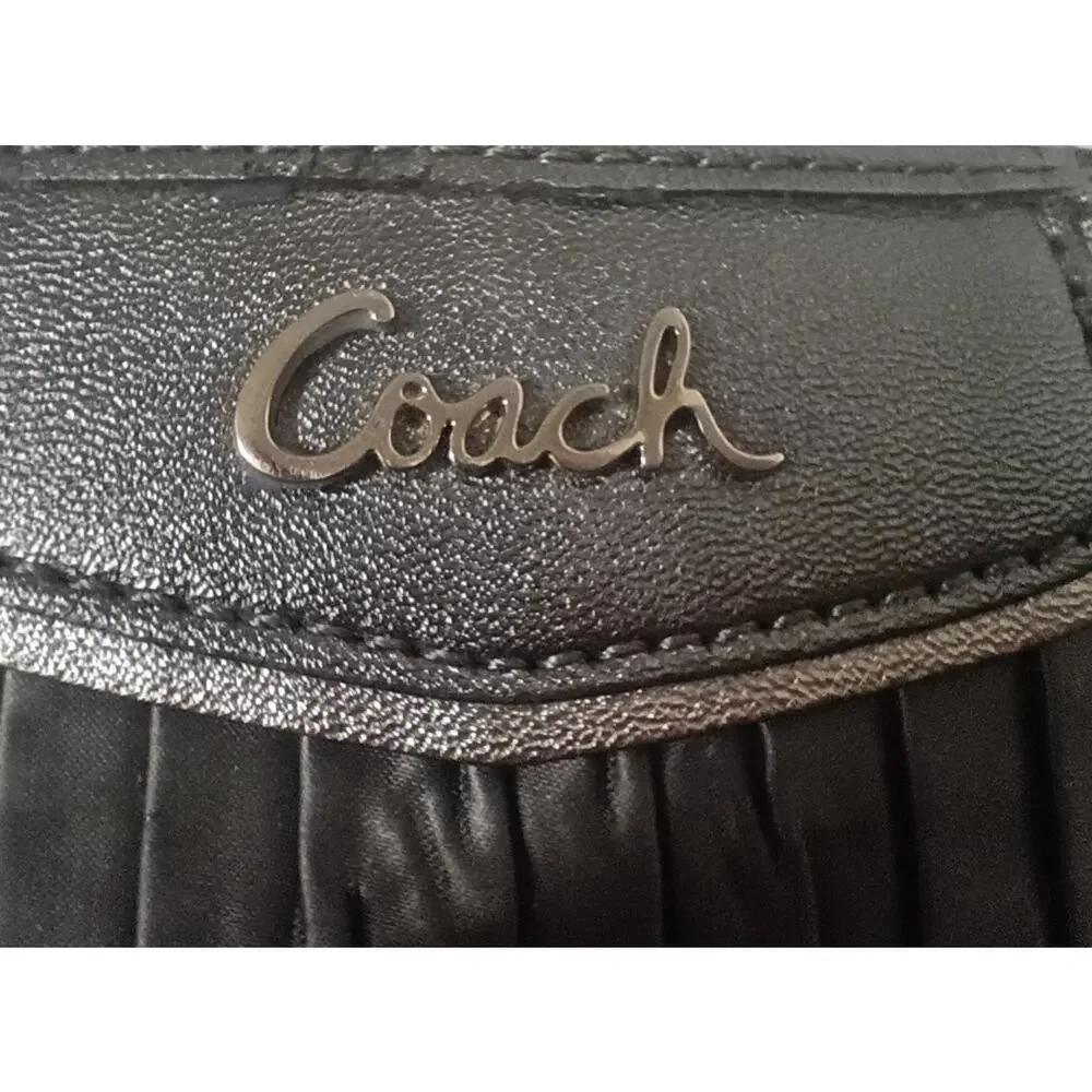 COACH Ashley Pleated Gray Satin Wristlet - EUC